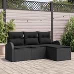 vidaXL Bankstel met kussen met opslag 4 pcs Zwart poly, Tuin en Terras, Tuinsets en Loungesets, Verzenden, Nieuw