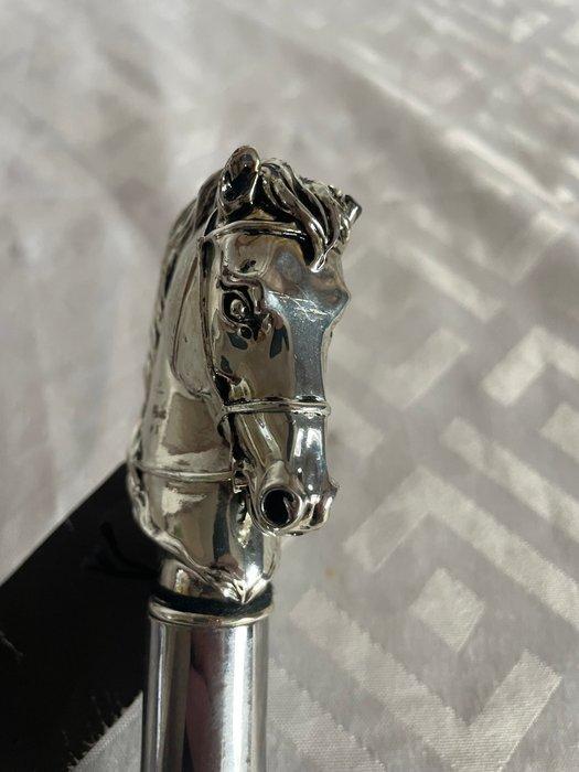 Canne de marche - Bois, Laiton, plaqué argent - Cavallo -, Antiquités & Art, Curiosités & Brocante