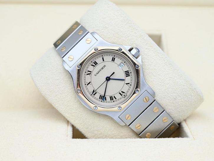 Cartier Santos Ref. 187902 Year 2000s (Box), Handtassen en Accessoires, Horloges | Heren, Goud, Zo goed als nieuw, Goud, Overige merken