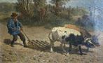 Teutwart Schmitson (1830-1863) - Bauer bei der Feldarbeit, Antiquités & Art, Art | Peinture | Classique