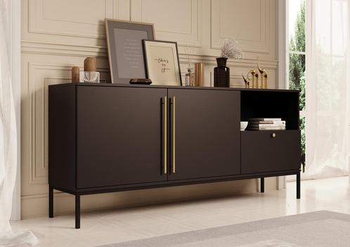 Meubella | Dressoir zwart goud 180cm | Opbergkast, Huis en Inrichting, Kasten | Dressoirs, 25 tot 50 cm, Nieuw, 100 tot 150 cm