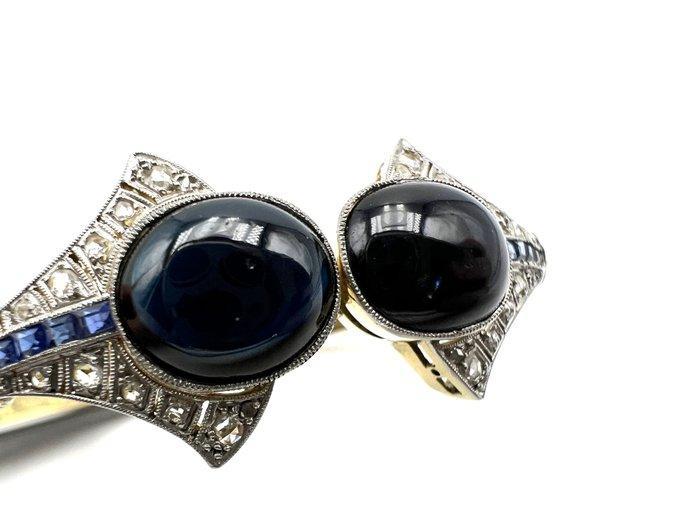 Armband - 18 karaat Geel goud, Witgoud - 1.40ct. tw. Saffier, Handtassen en Accessoires, Armbanden