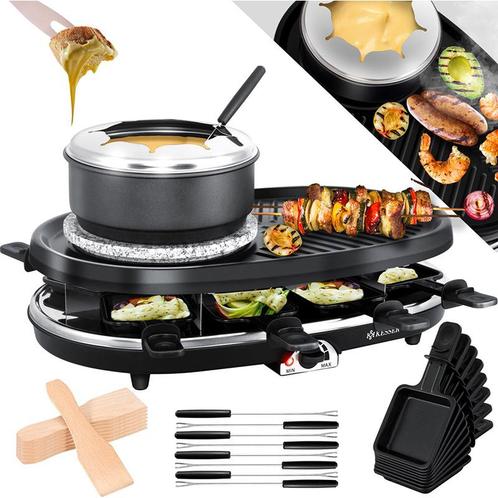 Gourmetstel 3in1 - raclette grill met grillplaat en fondue, Elektronische apparatuur, Grillplaten, Verzenden