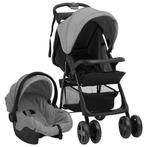 vidaXL Kinderwagen 3-in-1 staal lichtgrijs en zwart, Kinderen en Baby's, Kinderwagens en Combinaties, Verzenden, Nieuw