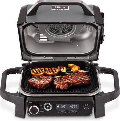 Ninja Woodfire - 7-in-1 Elektrische BBQ Grill, Smoker & A..., Tuin en Terras, Houtskoolbarbecues, Nieuw, Verzenden