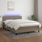 vidaXL Boxspring met matras en LED stof taupe 140x200 cm, Verzenden, Nieuw