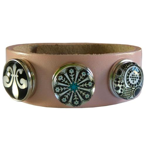 Fako Bijoux® - Drukknoop Armband Set - Roze Retro, Handtassen en Accessoires, Armbanden, Verzenden
