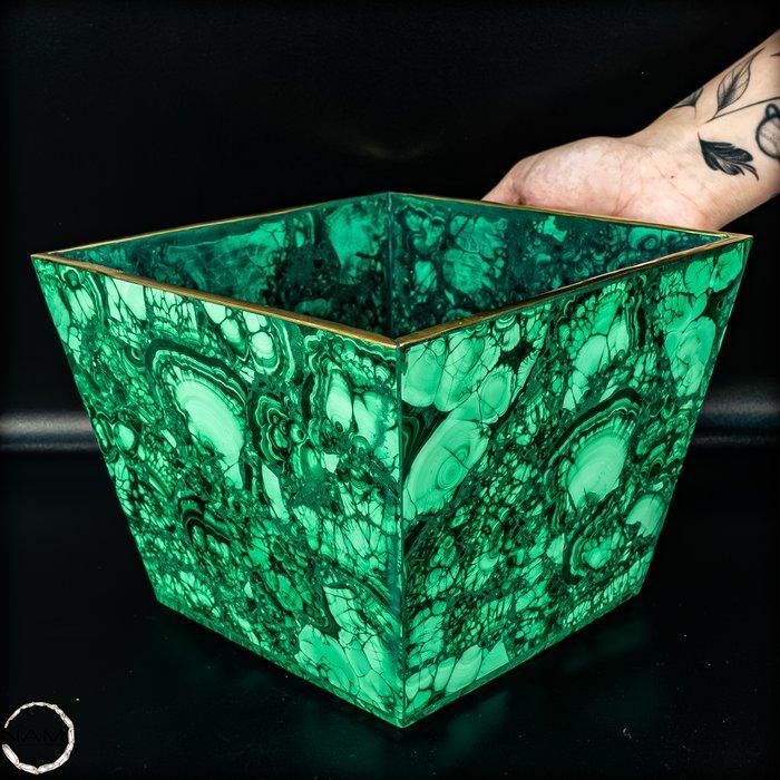 Malachit-vaas in majesteitelijke elegantie – Natuurlijke, Verzamelen, Mineralen en Fossielen