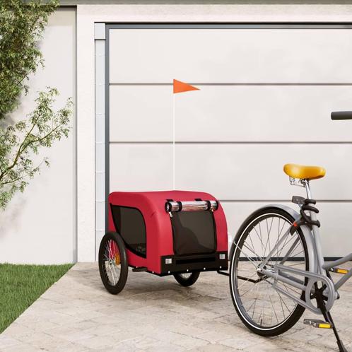 vidaXL Hondenfietstrailer oxford stof en ijzer rood en zwart, Dieren en Toebehoren, Overige Dieren-accessoires, Nieuw, Verzenden