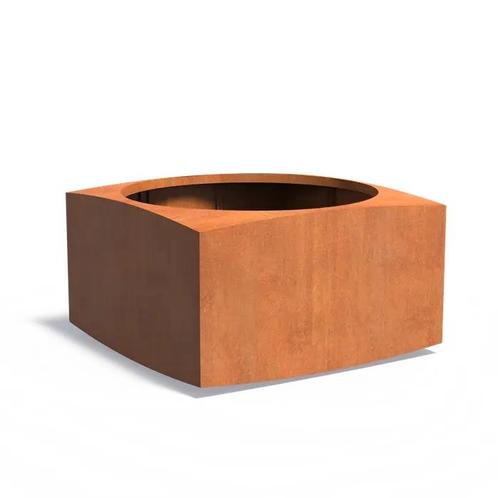 Cortenstaal plantenbak 140x140x80cm - Met bodem, Tuin en Terras, Bloembakken en Plantenbakken, 60 cm of meer, 100 cm of meer, Tuin