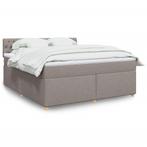 vidaXL Boxspring met matras stof taupe 180x200 cm, Verzenden