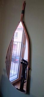 Miroir- nautique chic - Bois, corda, Cuir, Laiton - Miroir, Maison & Meubles