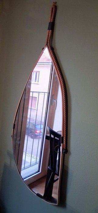Miroir- nautique chic - Bois, corda, Cuir, Laiton - Miroir, Maison & Meubles, Maison & Meubles | Autre