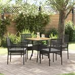 vidaXL 5-delig tuinset met kussens - zwart poly rattan, Tuin en Terras, Tuinstoelen, Verzenden, Nieuw