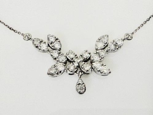 Zonder Minimumprijs - Statement ketting - 14 karaat Witgoud, Handtassen en Accessoires, Antieke sieraden