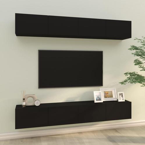vidaXL Meubles TV muraux 4 pcs Noir 100x30x30 cm, Huis en Inrichting, Kasten |Televisiemeubels, Verzenden