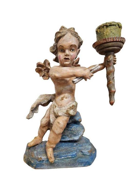 sculptuur, Engel - 39 cm - Hout - 1900, Antiek en Kunst, Antiek | Keramiek en Aardewerk
