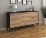 Dressoir eiken zwart 154x39x77 lades, Huis en Inrichting, Kasten | Dressoirs, Verzenden, Nieuw, 25 tot 50 cm, 150 tot 200 cm