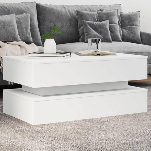 vidaXL Salontafel met LED-verlichting 90x50x40 cm wit, Huis en Inrichting, Tafels | Salontafels, Nieuw, Verzenden