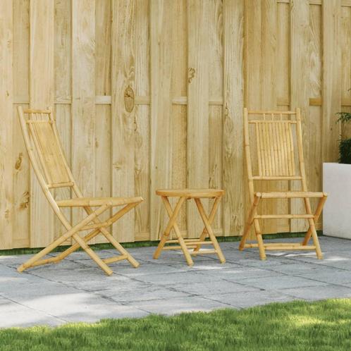 vidaXL 3-delige Bistroset bamboe, Tuin en Terras, Tuinsets en Loungesets, Nieuw, Verzenden
