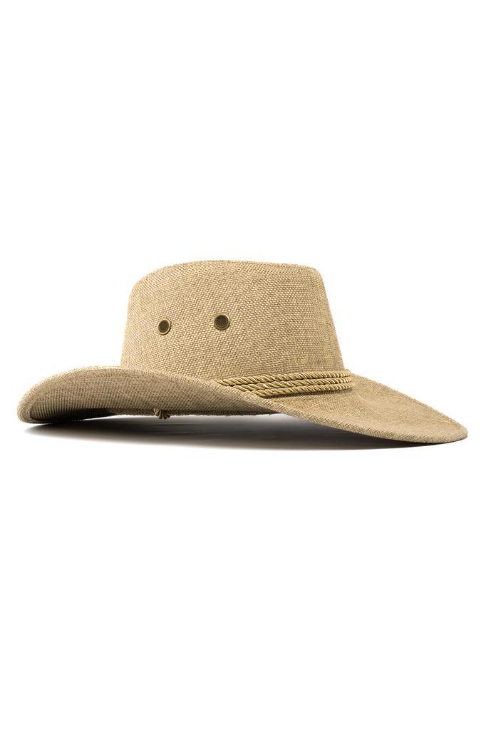 Cowboyhoed Taupe Flax Bruine Linnen Cowboy Western Hoed Vlec, Kleding | Heren, Carnavalskleding en Feestkleding, Nieuw, Ophalen of Verzenden