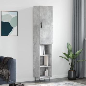 vidaXL Hoge kast 34,5x34x180 cm bewerkt hout betongrijs, Verzenden