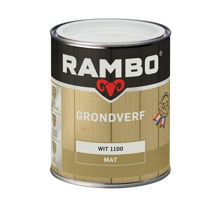 Rambo Grondverf Mat Wit Wit 2.25L, Doe-het-zelf en Bouw, Verf, Beits en Lak, Wit, Nieuw, Verzenden