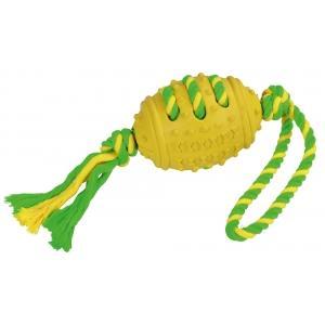 Voetbal massief rubber-katoen groen-geel, 42 cm - kerbl, Dieren en Toebehoren, Honden-accessoires
