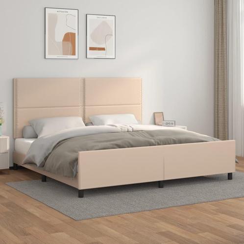 vidaXL Cadre de lit avec tête de lit Cappuccino 200x200, Huis en Inrichting, Slaapkamer | Bedden, Verzenden
