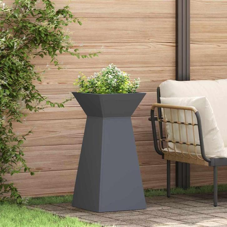 vidaXL Pilarenbak 2 pcs Antraciet 35 x 35 x 73 cm, Tuin en Terras, Bloempotten, Nieuw, Verzenden
