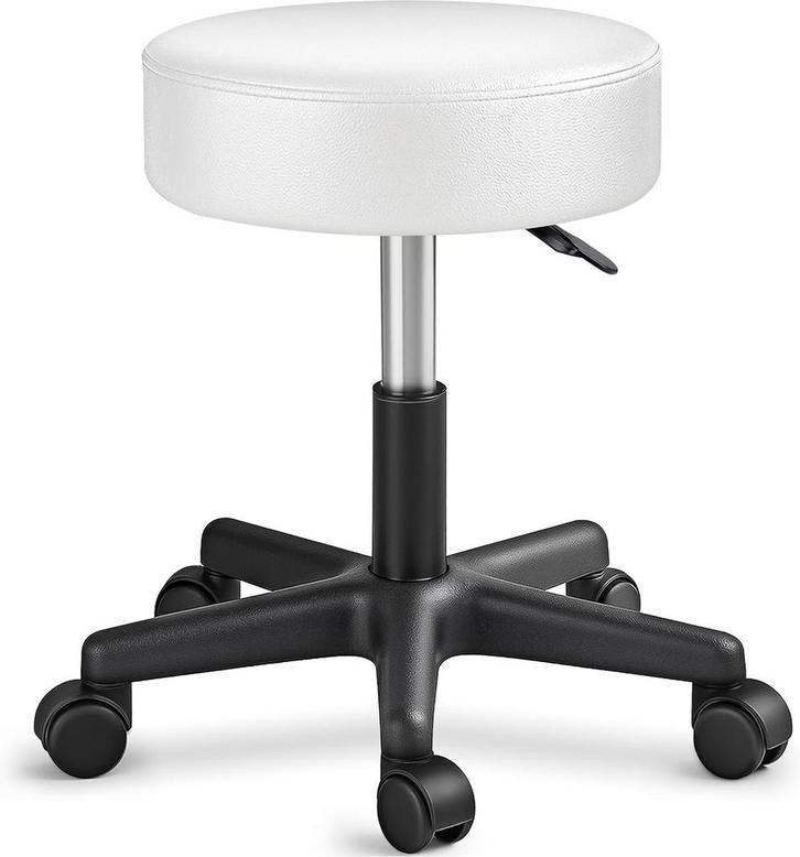 Zadelkruk - Kruk op wielen - Rolkruk - Draaikruk - Wit - TRE, Maison & Meubles, Chaises de bureau, Envoi