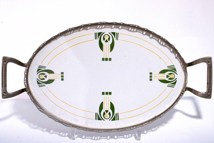 Gebrüder Mehner - Dienblad - Porselein, nikkelgeplateerd, Antiek en Kunst, Kunst | Designobjecten