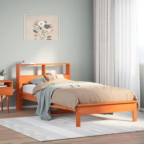 vidaXL bed met boekenkast zonder matras grenenhout wasbruin, Huis en Inrichting, Slaapkamer | Bedden, Nieuw, Verzenden