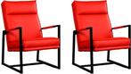 Set van 2 Felrode leren industriële design stoels - Toledo, Maison & Meubles, Fauteuils, Ophalen of Verzenden