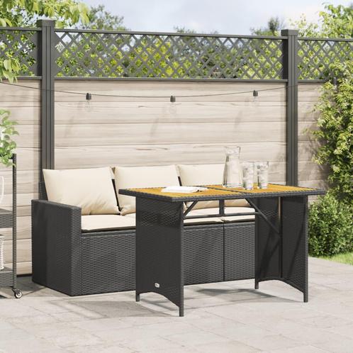 vidaXL 2-delige Tuinset met kussens poly rattan zwart, Tuin en Terras, Tuinsets en Loungesets, Tuinset, Nieuw, Verzenden