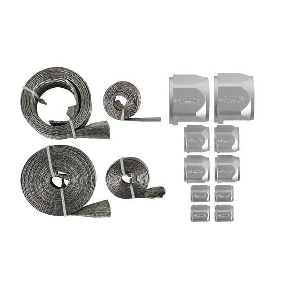 MR. GASKET FLEX-BRAID HOSE SLEEVE KIT - SILVER - RVS slang, Auto-onderdelen, Airco en Verwarming, Nieuw, Ophalen of Verzenden