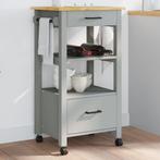 vidaXL Keukentrolley MONZA 48x40x90 cm massief grenenhout, Huis en Inrichting, Verzenden, Nieuw
