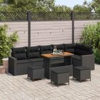 vidaXL Tuinbank Set met kussen 12 pcs Zwart poly rattan, Verzenden