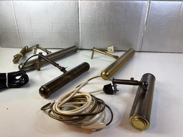 Lamp (4) - 4 Vintage Messing/Koperen Schilderij Lampen -