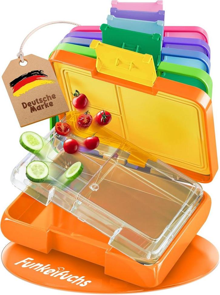 2dekans | Funkelfuchs® - Lunchbox kinderen met vakjes -, Diversen, Schoolbenodigdheden, Ophalen of Verzenden