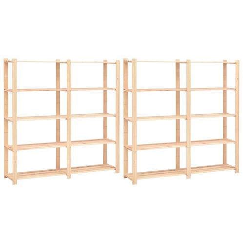 vidaXL Opbergrekken 5-laags 2 st 170x38x170 cm grenenhout, Huis en Inrichting, Kasten | Stellingkasten, Nieuw, Verzenden