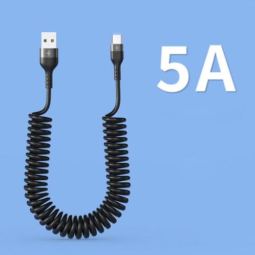 USB-C Spiraal Oplaadkabel - 80 cm - Type C Oplader Data, Telecommunicatie, Mobiele telefoons | Telefoon-opladers, Nieuw, Verzenden