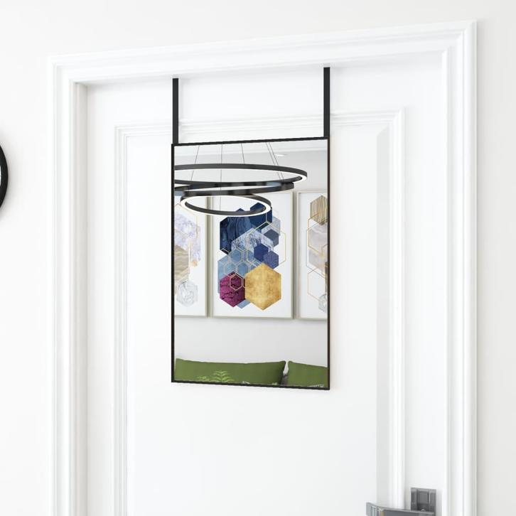vidaXL Deurspiegel 40x60 cm glas en aluminium zwart, Huis en Inrichting, Woonaccessoires | Spiegels, Nieuw, Verzenden