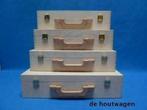 Houten koffers verkrijgbaar in 4 modellen met houten handvat, Verzenden