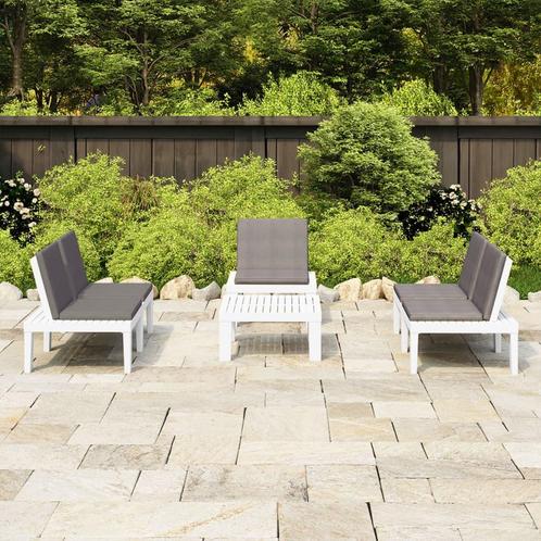 vidaXL 4-delige Loungeset met kussens kunststof wit, Tuin en Terras, Tuinsets en Loungesets, Loungeset, Nieuw, Verzenden