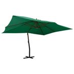 vidaXL Zweefparasol met houten paal 400x300 cm groen, Tuin en Terras, Verzenden, Nieuw