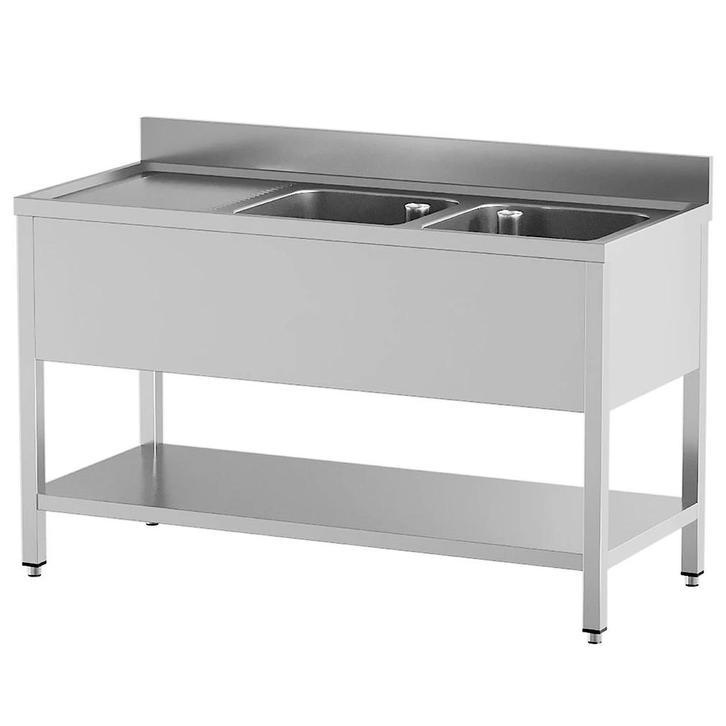 Spoeltafel | STANDARD LINE EVO | RVS | 2 Spoelbakken, Zakelijke goederen, Horeca | Keukenapparatuur, Nieuw in verpakking, Verzenden