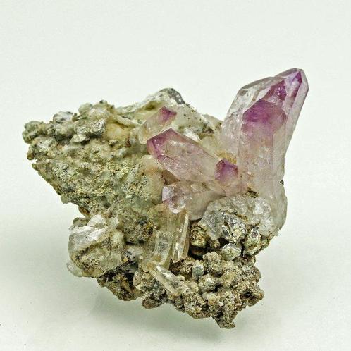 Hoge kwaliteit! Tweeling Amethist Kristalen - Hoogte: 6.2 cm, Verzamelen, Mineralen en Fossielen
