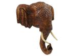 Veiling - Olifanten hoofd van hout gravering wandecoratie 40, Huis en Inrichting, Woonaccessoires | Wanddecoraties, Nieuw