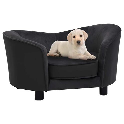 vidaXL Hondenbank 69x49x40 cm pluche en kunstleer zwart, Dieren en Toebehoren, Honden-accessoires, Nieuw, Verzenden